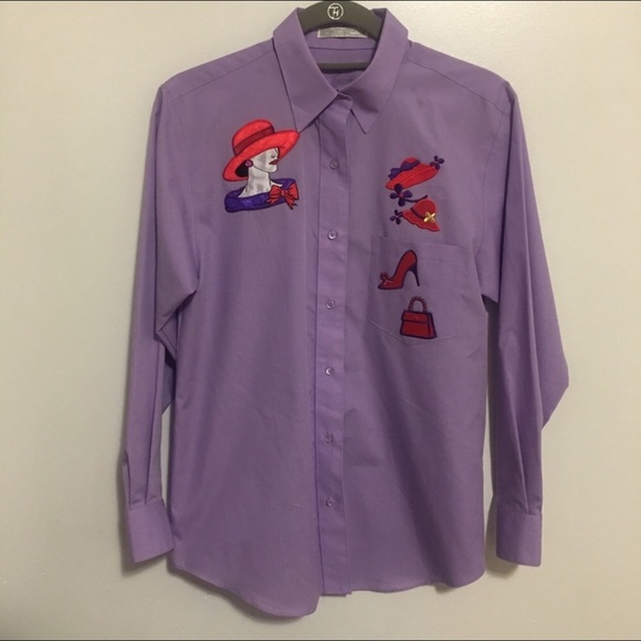 Rare 1990’s Foxcroft lavender button down, size 6 - Picture 2 of 8